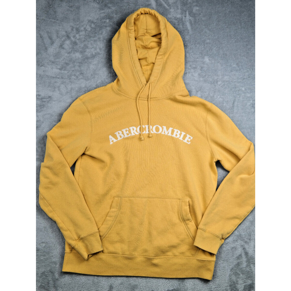 Abercrombie & Fitch Yellow Hoodie Sweatshirt Mens M‎ Soft A&F Fleece